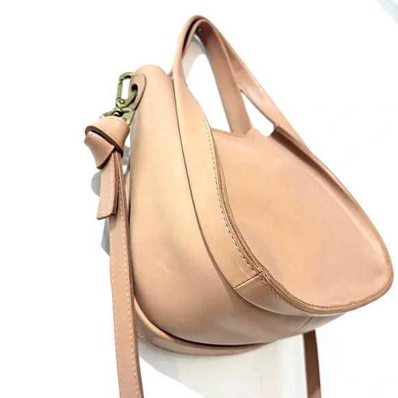 Madewell Sydney Light Tan Leather Crossbody Handbag Brass Details 9”x 8” - Picture 7 of 12